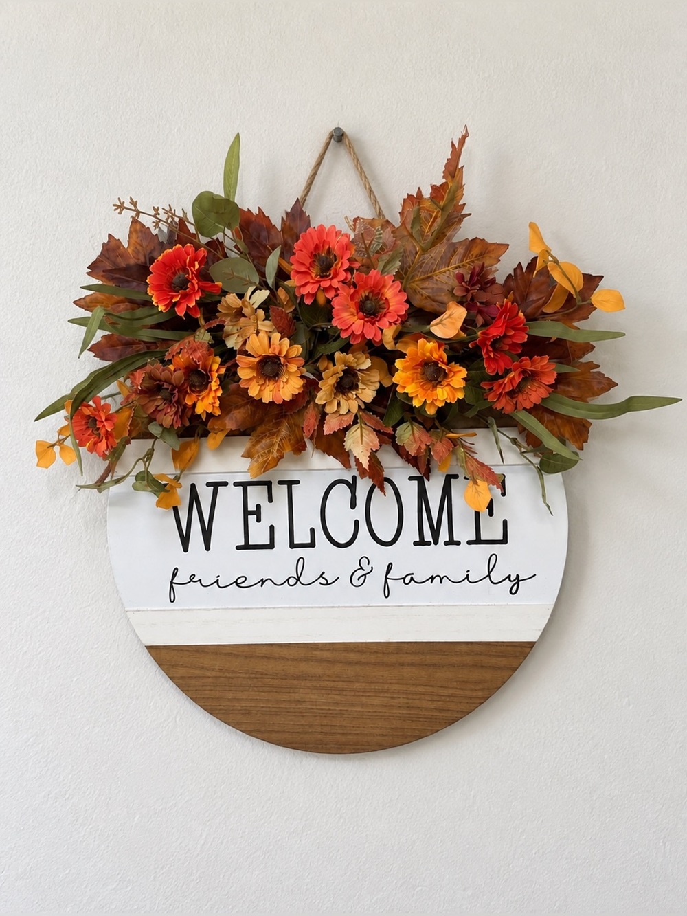 Fall Welcome Door Hanger Floral Autumn Farmhouse Door Decor